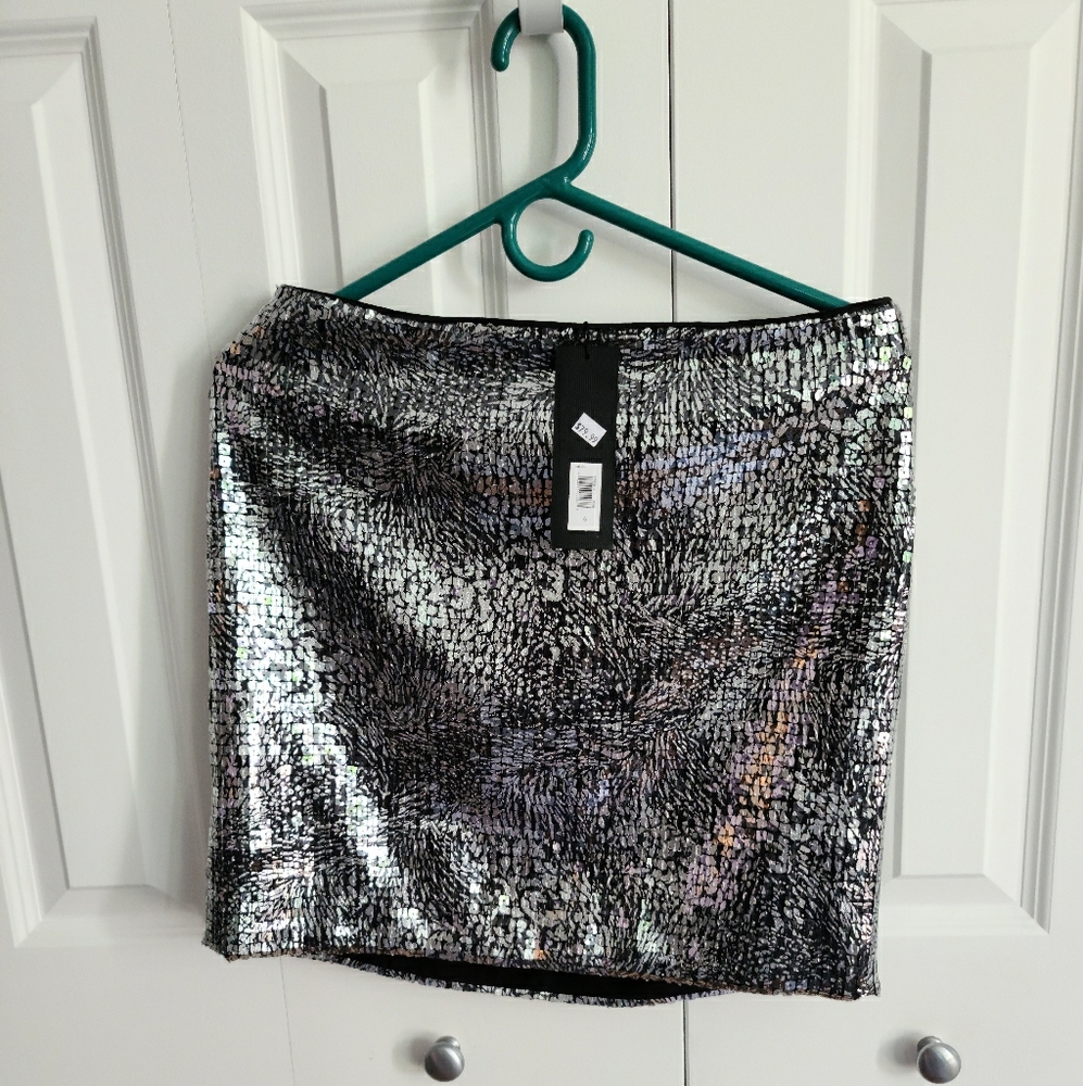 Sequin and faint animal print mini skirt